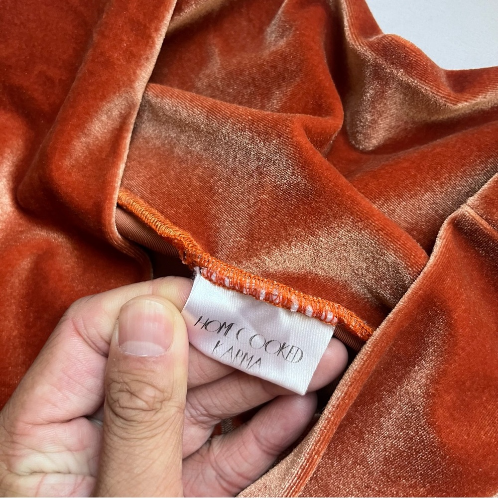Home Cooked Karma Women's Burnt Orange Velvet Flare Pants - Picture 5 of 5
